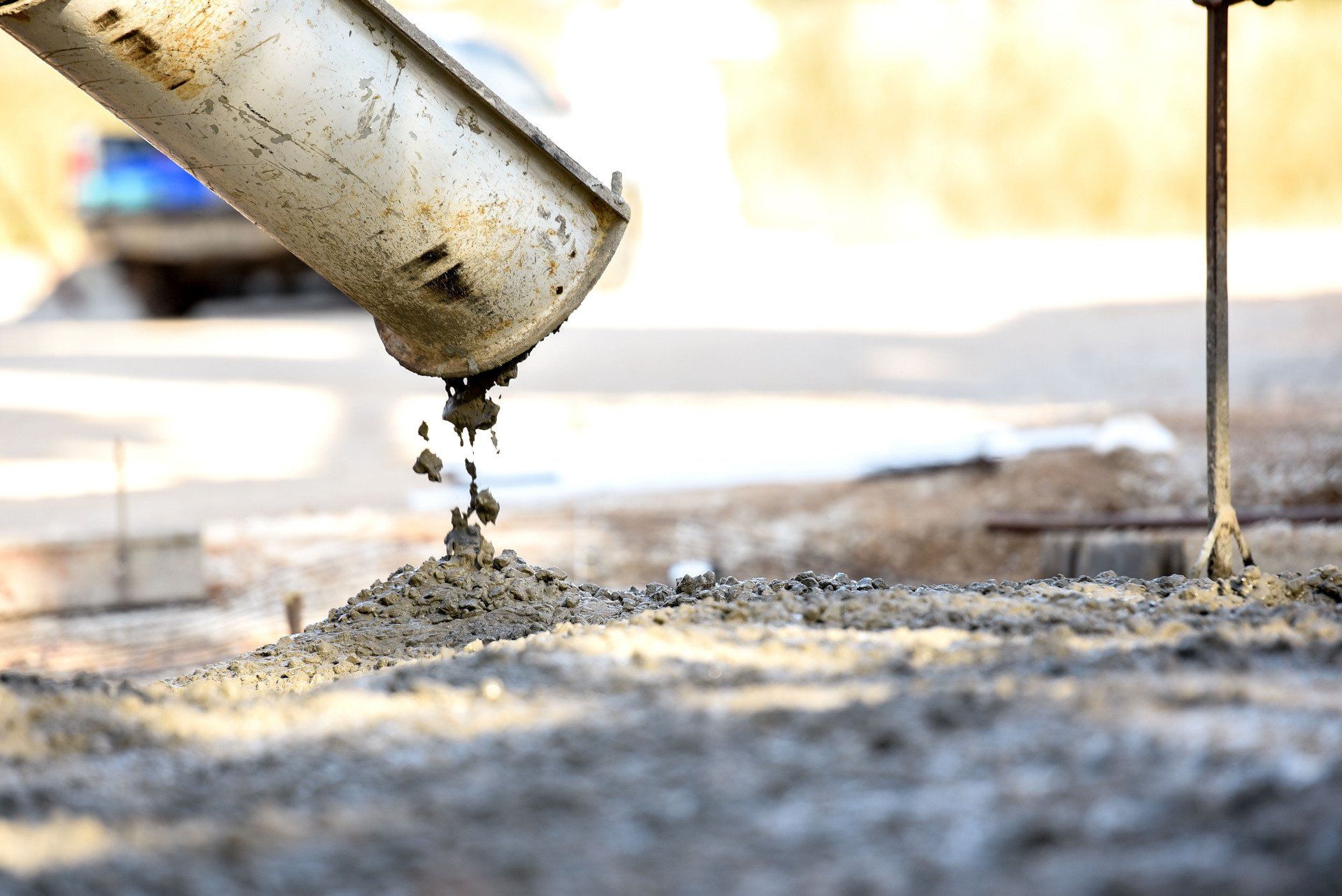 Concrete being poured at a construction site